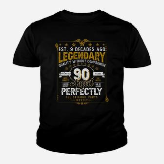 Vintage Legendary 90 Years Old Aged Perfectly 90Th Birtday Youth T-shirt | Crazezy