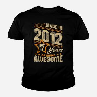 Vintage Made In 2012 7Th Birthday Gift 7 Years Old Awesome Youth T-shirt | Crazezy UK