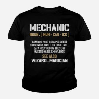 Vintage Mechanic Definition Funny Noun Meaning Youth T-shirt | Crazezy CA