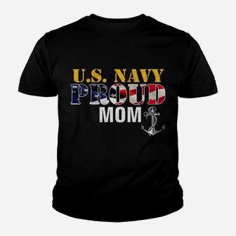 Vintage Navy Proud Mom With US American Flag Gift Youth T-shirt | Crazezy CA
