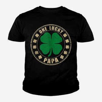 Vintage One Lucky Papa Dad Shamrock Irish St Patrick Day Youth T-shirt | Crazezy CA