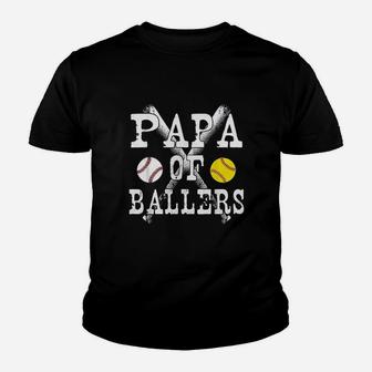 Vintage Papa Of Ballers Funny Baseball Softball Love Youth T-shirt | Crazezy AU