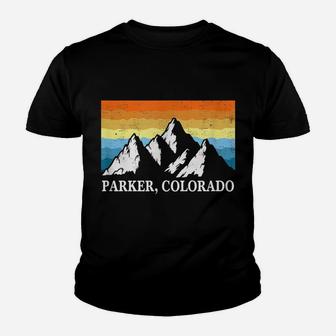 Vintage Parker, Colorado Mountain Hiking Souvenir Print Youth T-shirt | Crazezy