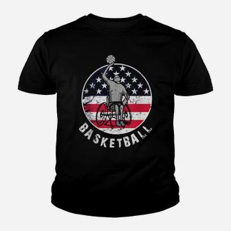 Vintage Patriotic Wheelchair Basketball Player Youth T-shirt - Monsterry