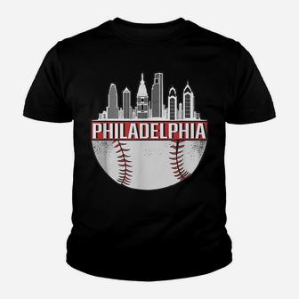 Vintage Philadelphia Baseball Skyline Retro Philly Cityscape Youth T-shirt | Crazezy AU