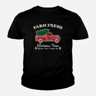 Vintage Red Truck - Farm Fresh Christmas Tree Sweatshirt Youth T-shirt | Crazezy AU