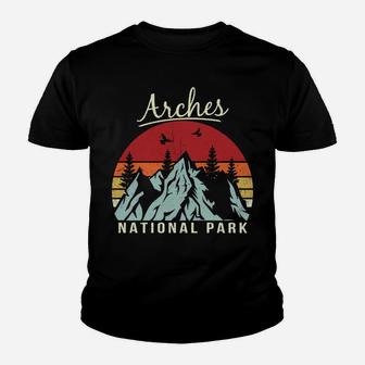 Vintage Retro Hiking Camping Arches National Park Youth T-shirt | Crazezy