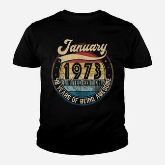 Vintage Retro January 1973 48Th Birthday Gift 48 Years Old Youth T-shirt | Crazezy DE
