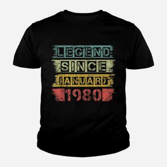 Vintage Retro Legend Since January 1980 40Th Birthday Gift Youth T-shirt | Crazezy UK
