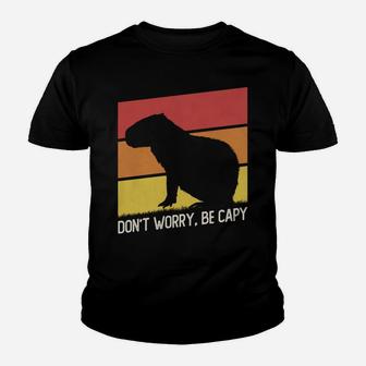 Vintage Retro Style Wildlife Capybara Don't Worry, Be Capy Youth T-shirt | Crazezy