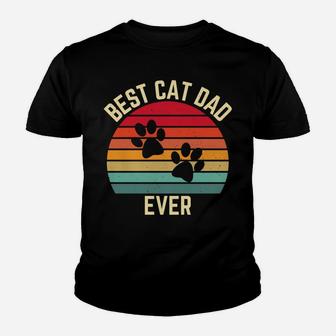 Vintage Retro Sunset Best Cat Dad Ever Kitten Lovers Gift Youth T-shirt | Crazezy