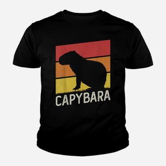 Vintage Retro Sunset Capybara Wild Animal Rodent Capybara Youth T-shirt | Crazezy