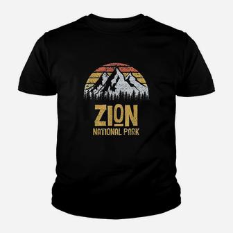 Vintage Retro Zion National Park Youth T-shirt | Crazezy