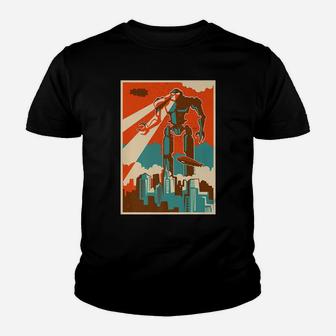 Vintage Robot Attacking City Retro Bot Attack Sci-Fi Gift Youth T-shirt | Crazezy