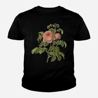 Vintage Rose Aesthetic Botanical Floral Flower Women Flowers Youth T-shirt | Crazezy