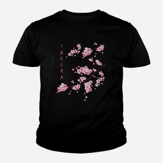 Vintage Sakura Cherry Blossom Japanese Graphical Ar Youth T-shirt | Crazezy