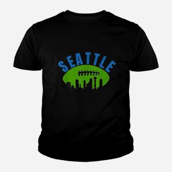 Vintage Seattle Cityscape Retro Football Graphic Youth T-shirt | Crazezy DE