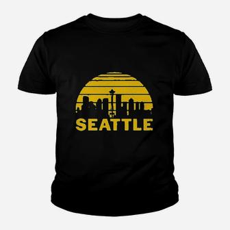 Vintage Seattle Washington Cityscape Youth T-shirt | Crazezy AU
