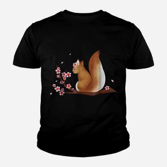 Vintage Squirrel Japanese Cherry Blossom Flower T Shirt Youth T-shirt | Crazezy DE