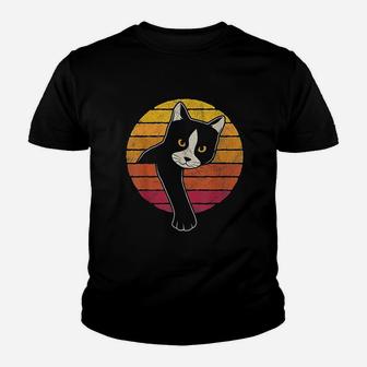 Vintage Style Tuxedo Cat Retro Sunset Youth T-shirt | Crazezy DE