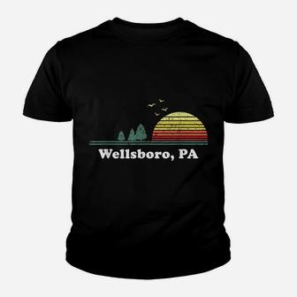 Vintage Sunset Pine Tree Wellsboro Pennsylvania Usa Souvenir Youth T-shirt | Crazezy UK