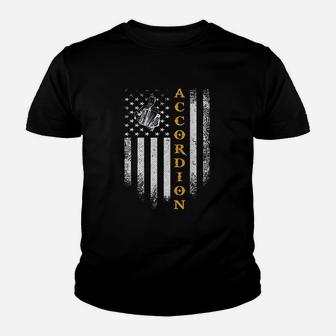 Vintage Usa Accordion Player American Flag Youth T-shirt | Crazezy