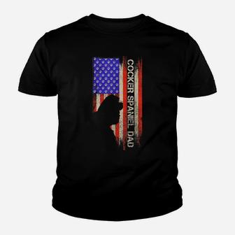 Vintage Usa American Flag Cocker Spaniel Dog Dad Silhouette Youth T-shirt | Crazezy AU