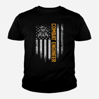 Vintage Usa Combat Engineer American Flag Patriotic Funny Youth T-shirt | Crazezy