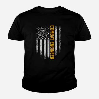 Vintage Usa Combat Engineer American Flag Patriotic Funny Youth T-shirt | Crazezy
