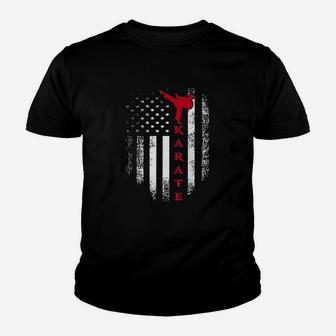 Vintage Usa Red White Karate American Flag Youth T-shirt | Crazezy CA