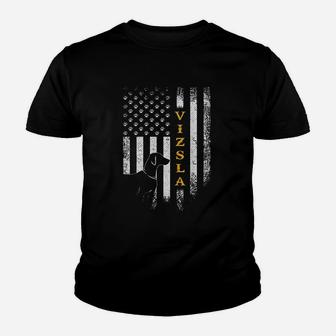 Vintage Usa Vizsla Dog Silhouette American Flag Funny Gift Youth T-shirt | Crazezy UK