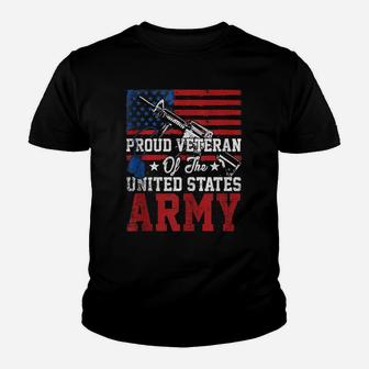 Vintage Veterans Army American Us Flag Proud Veteran Of Army Youth T-shirt | Crazezy UK