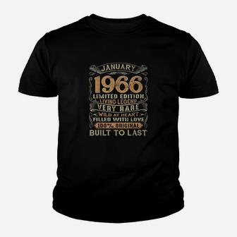 Vintage Years Old January 1966 Birthday Gift Ideas Youth T-shirt | Crazezy UK