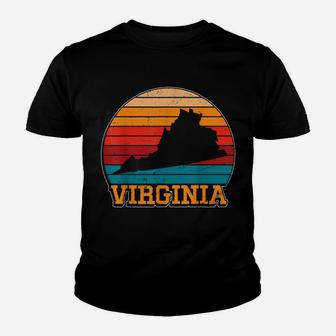 Virginia Retro Vintage Sunset Us State Virginia Silhouette Youth T-shirt | Crazezy