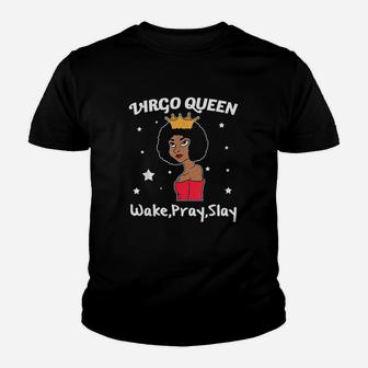 Virgo Black Queen Black Women Afro Zodiac Youth T-shirt | Crazezy