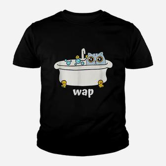 Wap Wet Cat In Tub Dirty Funny And Cute At Once Youth T-shirt | Crazezy AU