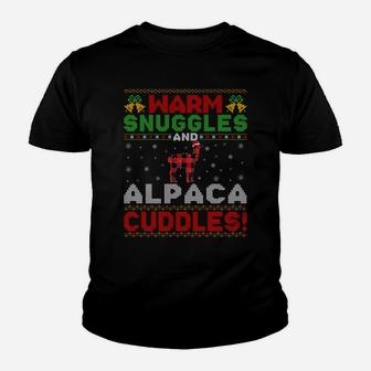 Warm Snuggles And Alpaca Cuddles Ugly Alpaca Christmas Sweatshirt Youth T-shirt | Crazezy