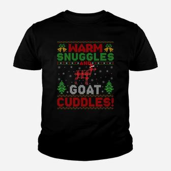 Warm Snuggles And Goat Cuddles Ugly Goat Christmas Sweatshirt Youth T-shirt | Crazezy