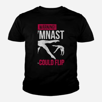 Warning Gymnast Could Flip At Any Moment Gymnastics Youth T-shirt | Crazezy DE