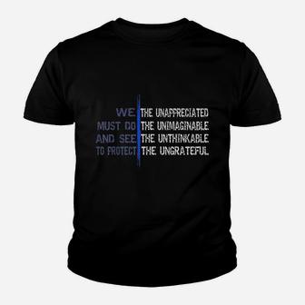 We The Unappreciated Thin Blue Line Leo Police Youth T-shirt | Crazezy