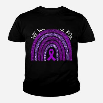 We Wear Purple For Ulcerative Colitis Awareness Rainbow Youth T-shirt | Crazezy UK