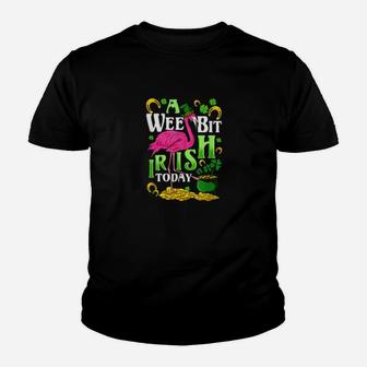 Wee Bit Irish Today Flamingo St Patrick's Day Youth T-shirt - Monsterry DE