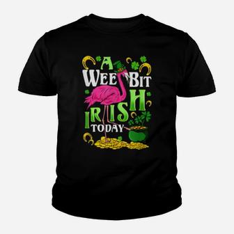 Wee Bit Irish Today Flamingo St Patricks Day Youth T-shirt - Monsterry