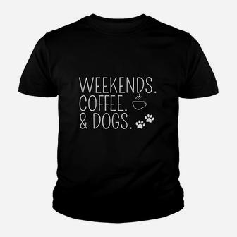 Weekends Coffee Dogs Cute Youth T-shirt | Crazezy