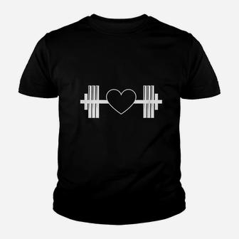 Weightlifting Heart Valentines Day Youth T-shirt | Crazezy UK