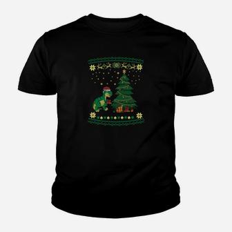 Weihnachtsbaum-Dinosaurier Kinder Tshirt, Lustiger Ugly Christmas Pullover-Stil - Seseable