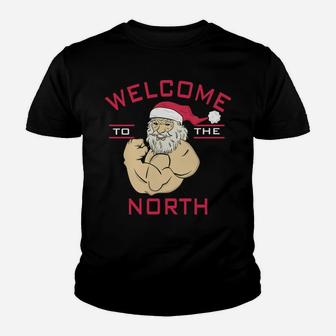 Welcome To North Swole Santa Claus Christmas Bodybuilding Youth T-shirt | Crazezy UK