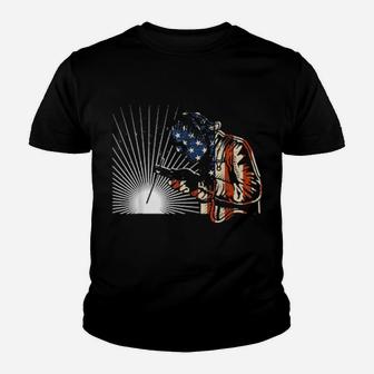 Welder American Flag Patriotic Welde Coworkers Distressed Shirt Youth T-shirt - Monsterry UK