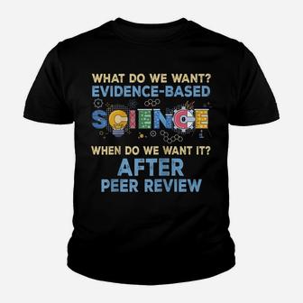 What Do We Want Evidence-Based Science After Peer Review Raglan Baseball Tee Youth T-shirt | Crazezy