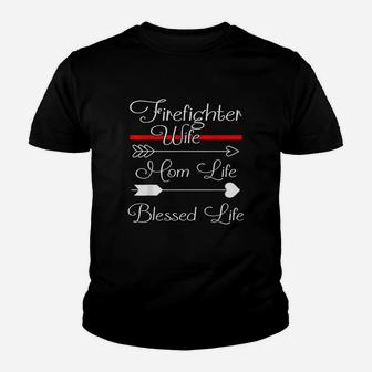 Wife Mom Life Blessed Life Youth T-shirt | Crazezy